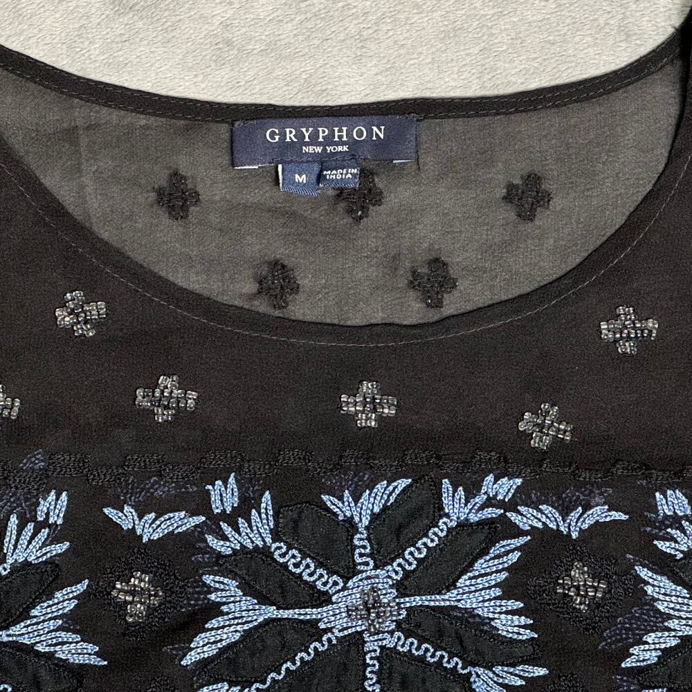 Gryphon Black Beaded Silk Top - Picture 4 of 9